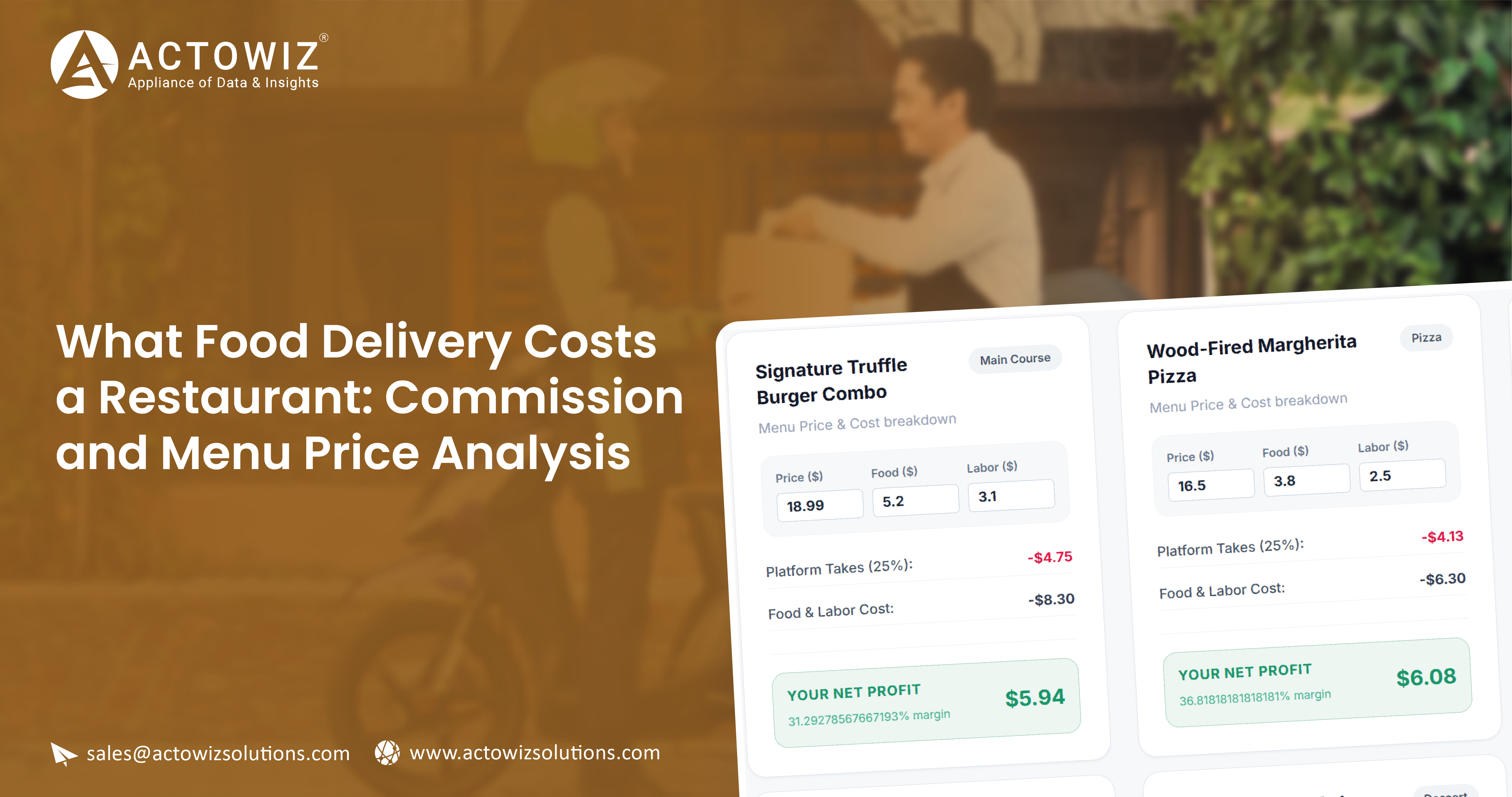 Food delivery commission and menu price markup analysis for restaurants